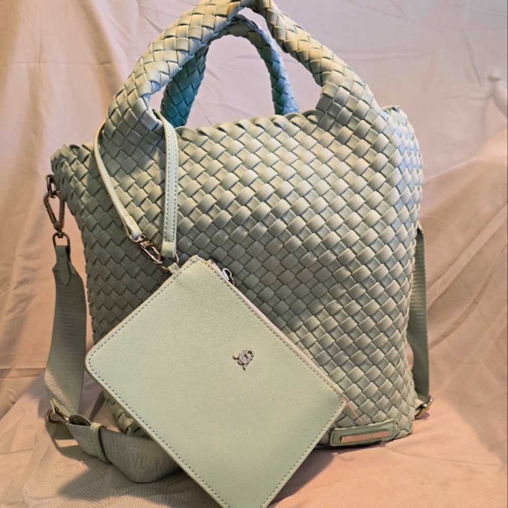 ~Steve Madden~ Mint Teal Green Woven Tote Bag